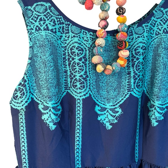 UP Ultra Pink Blue and Turquoise Sleeveless Knee-Length Dress – Size XL - Picture 2 of 7